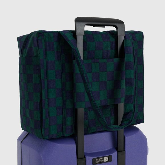 NWT Baggu Small Cloud Carry-on - Navy Green Check - Picture 1 of 10